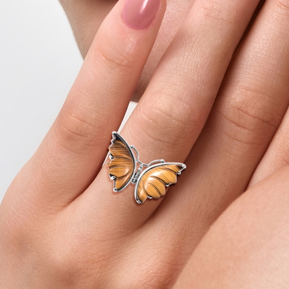 🦋 Butterfly Ring African Tiger's Eye Gemstone 25.95ctw, Sz 9 - Picture 4 of 4